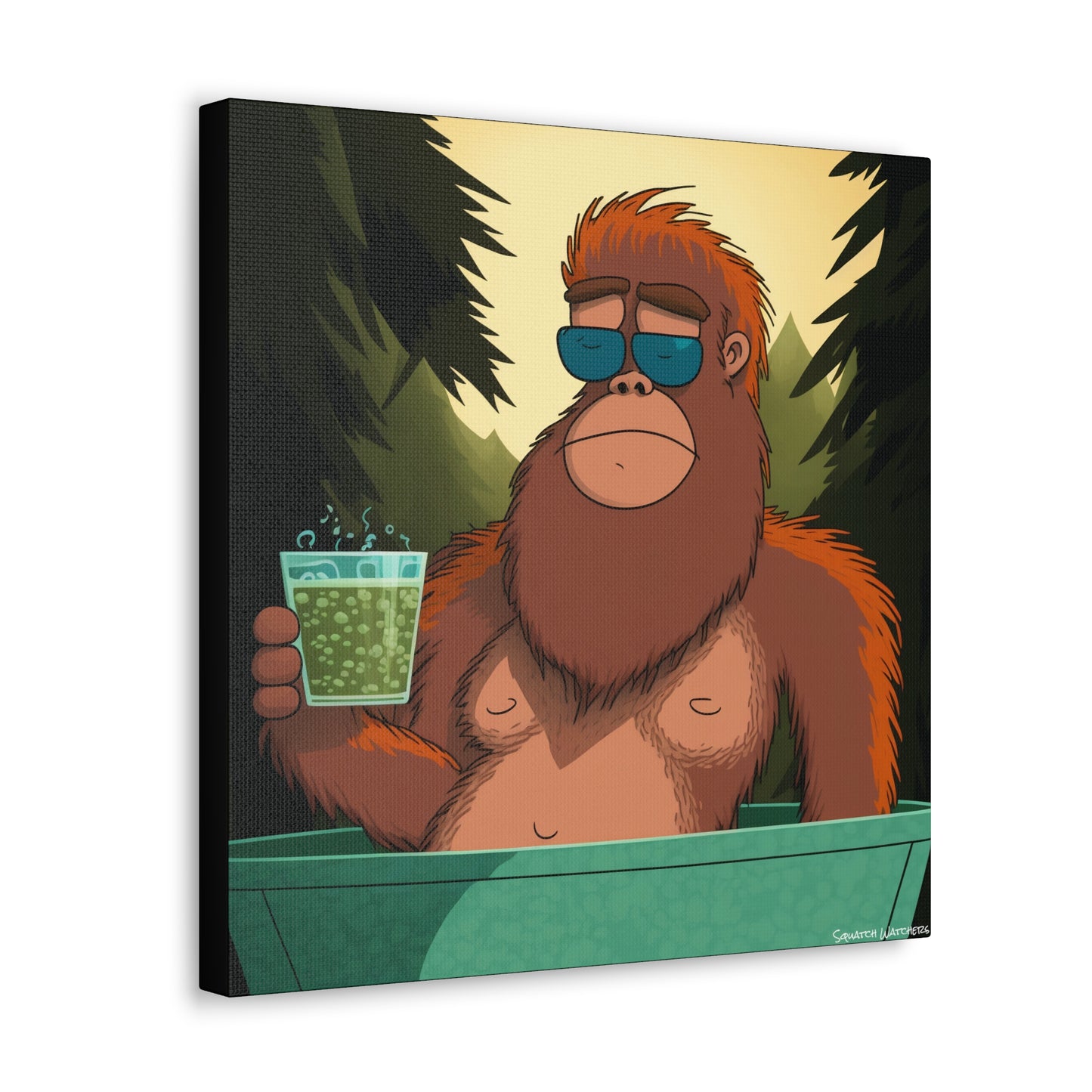 Bigfoot Relaxing in a Hot Tub, Bigfoot Canvas Wall Art, Canvas Photo Print, Bigfoot Photo Print, Bigfoot Gift for Him, Bathroom Art