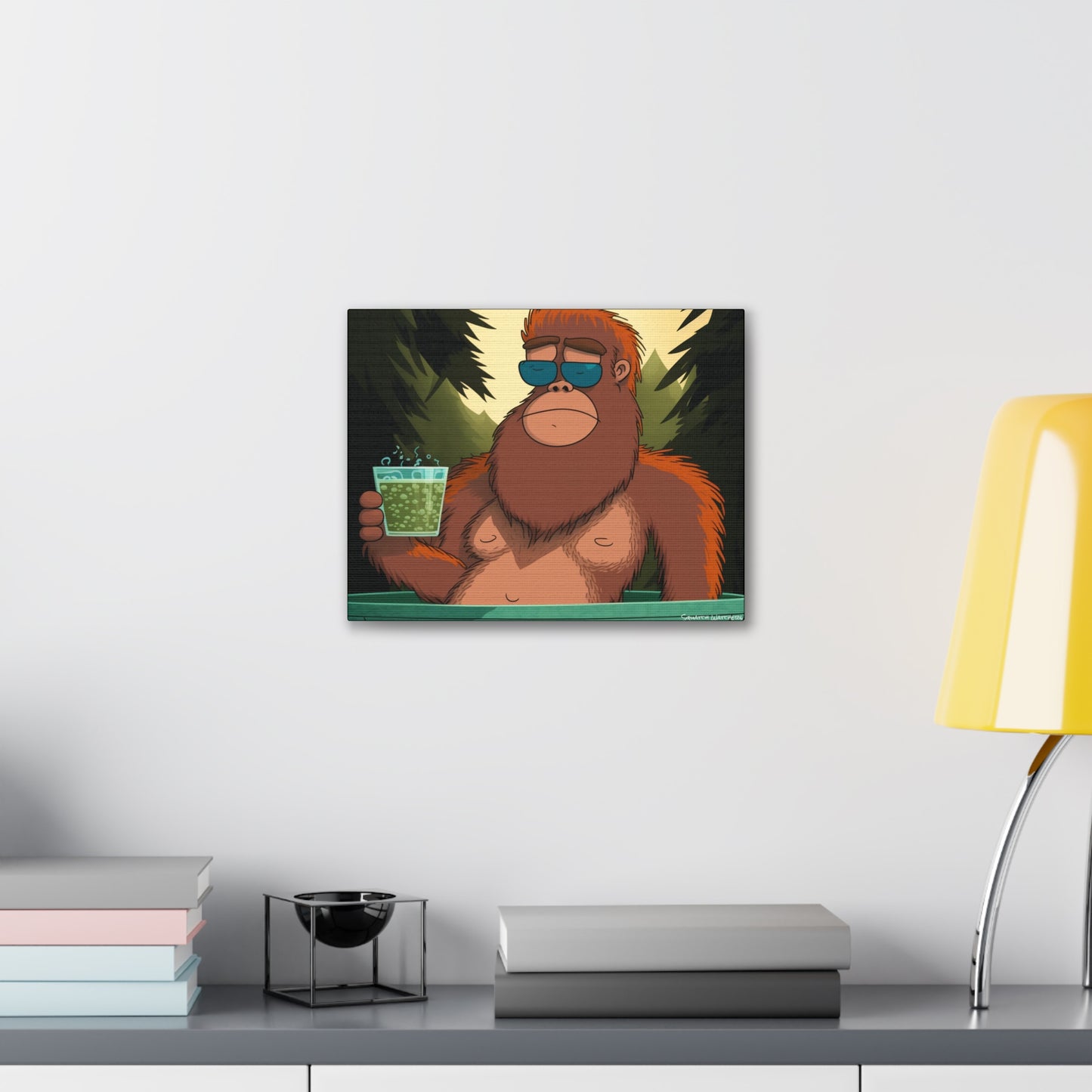 Bigfoot Relaxing in a Hot Tub, Bigfoot Canvas Wall Art, Canvas Photo Print, Bigfoot Photo Print, Bigfoot Gift for Him, Bathroom Art