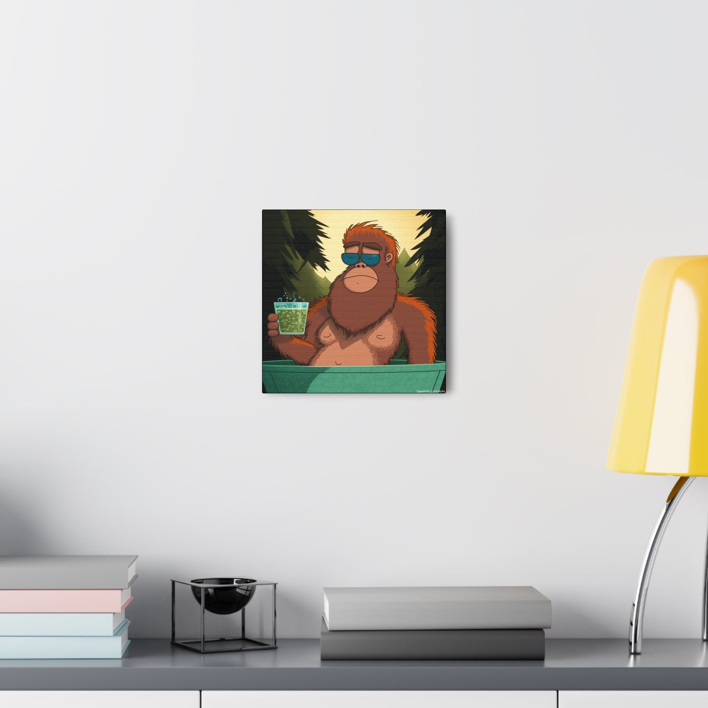 Bigfoot Relaxing in a Hot Tub, Bigfoot Canvas Wall Art, Canvas Photo Print, Bigfoot Photo Print, Bigfoot Gift for Him, Bathroom Art