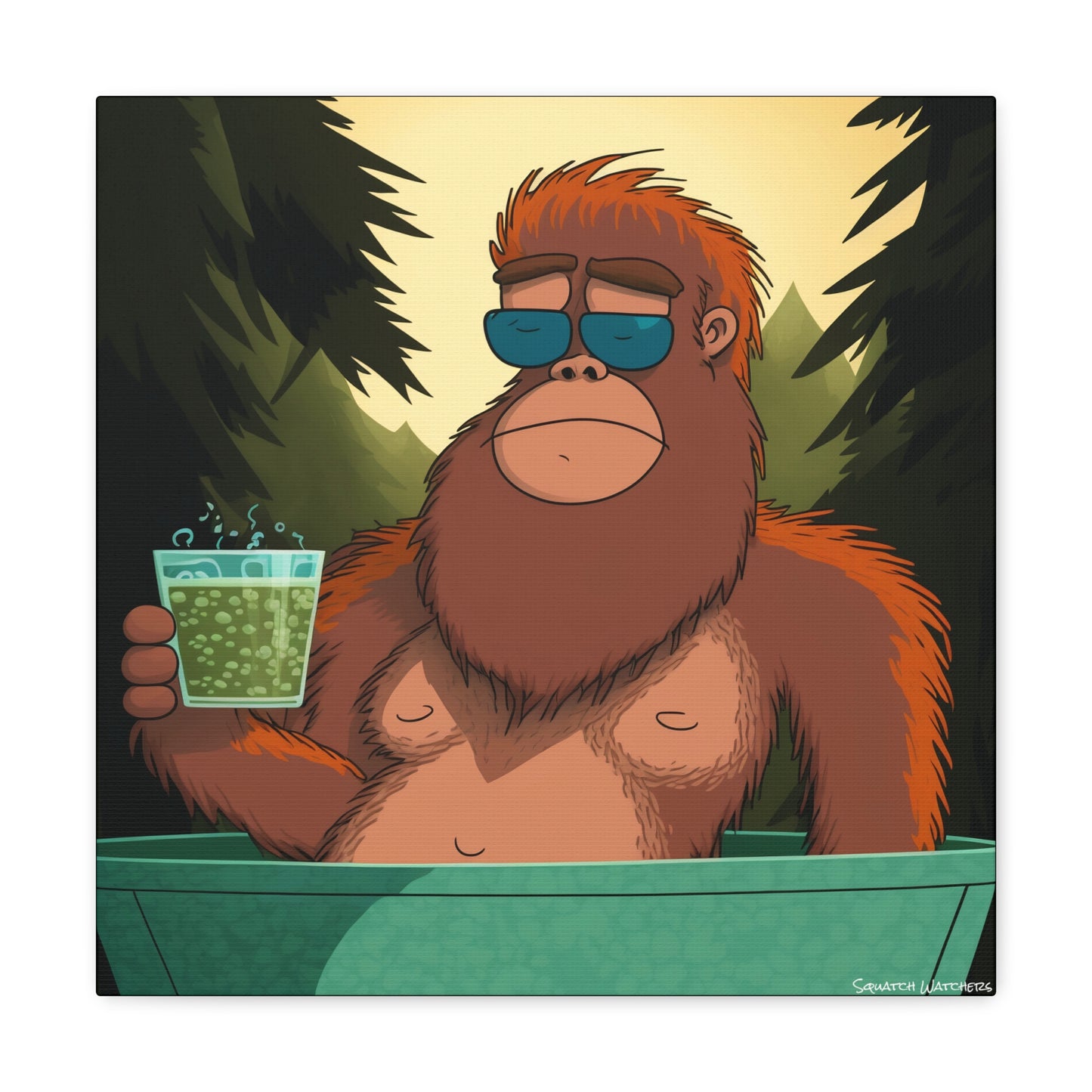 Bigfoot Relaxing in a Hot Tub, Bigfoot Canvas Wall Art, Canvas Photo Print, Bigfoot Photo Print, Bigfoot Gift for Him, Bathroom Art