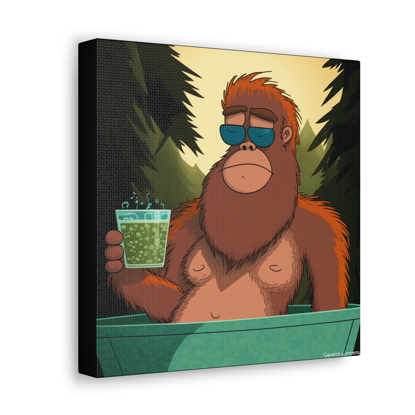 Bigfoot Relaxing in a Hot Tub, Bigfoot Canvas Wall Art, Canvas Photo Print, Bigfoot Photo Print, Bigfoot Gift for Him, Bathroom Art