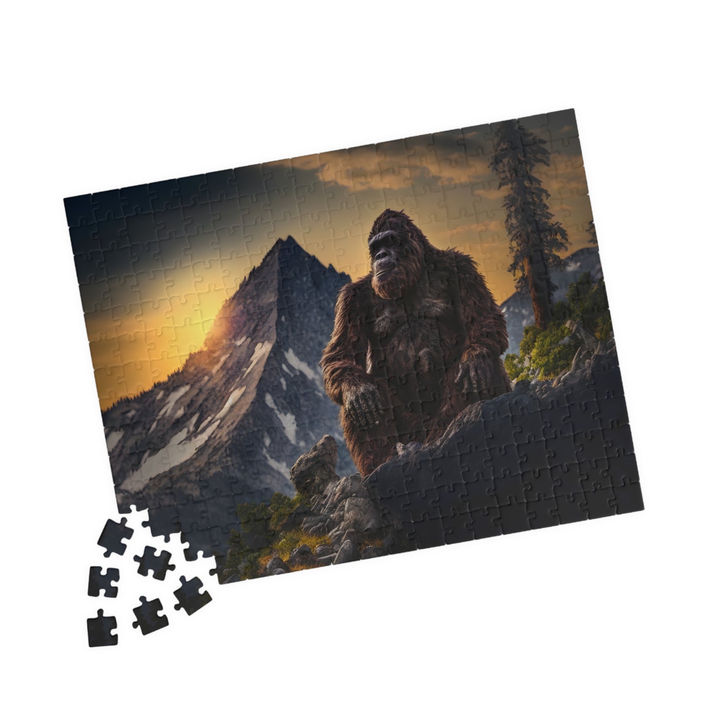 Bigfoot in the Mountains Puzzle, Jigsaw Puzzle, Family Friendly Puzzle, Sasquatch Puzzle, Cryptid Puzzle, Cryptid Lover, Puzzle Gifts