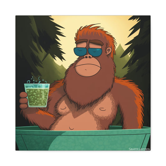 Bigfoot Relaxing in a Hot Tub, Bigfoot Canvas Wall Art, Canvas Photo Print, Bigfoot Photo Print, Bigfoot Gift for Him, Bathroom Art