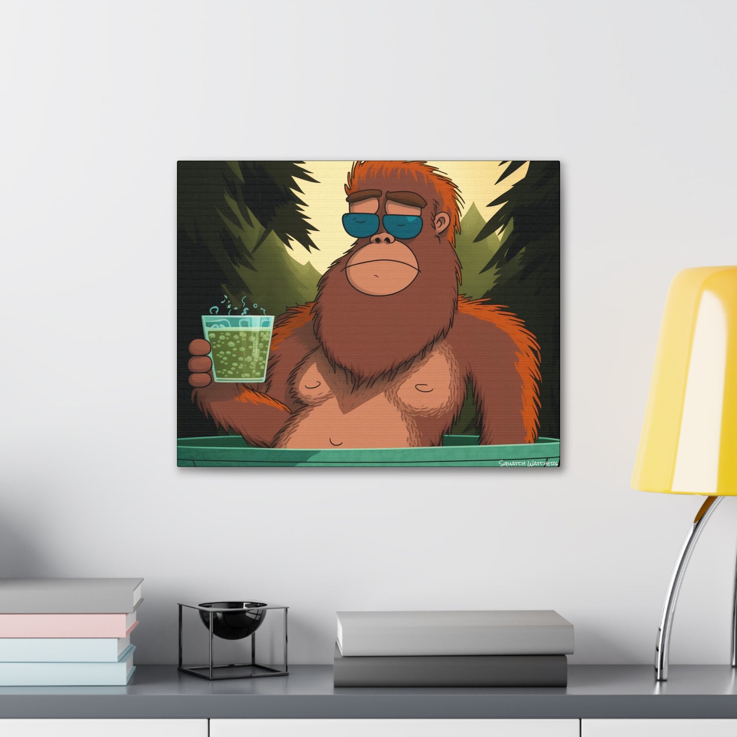 Bigfoot Relaxing in a Hot Tub, Bigfoot Canvas Wall Art, Canvas Photo Print, Bigfoot Photo Print, Bigfoot Gift for Him, Bathroom Art