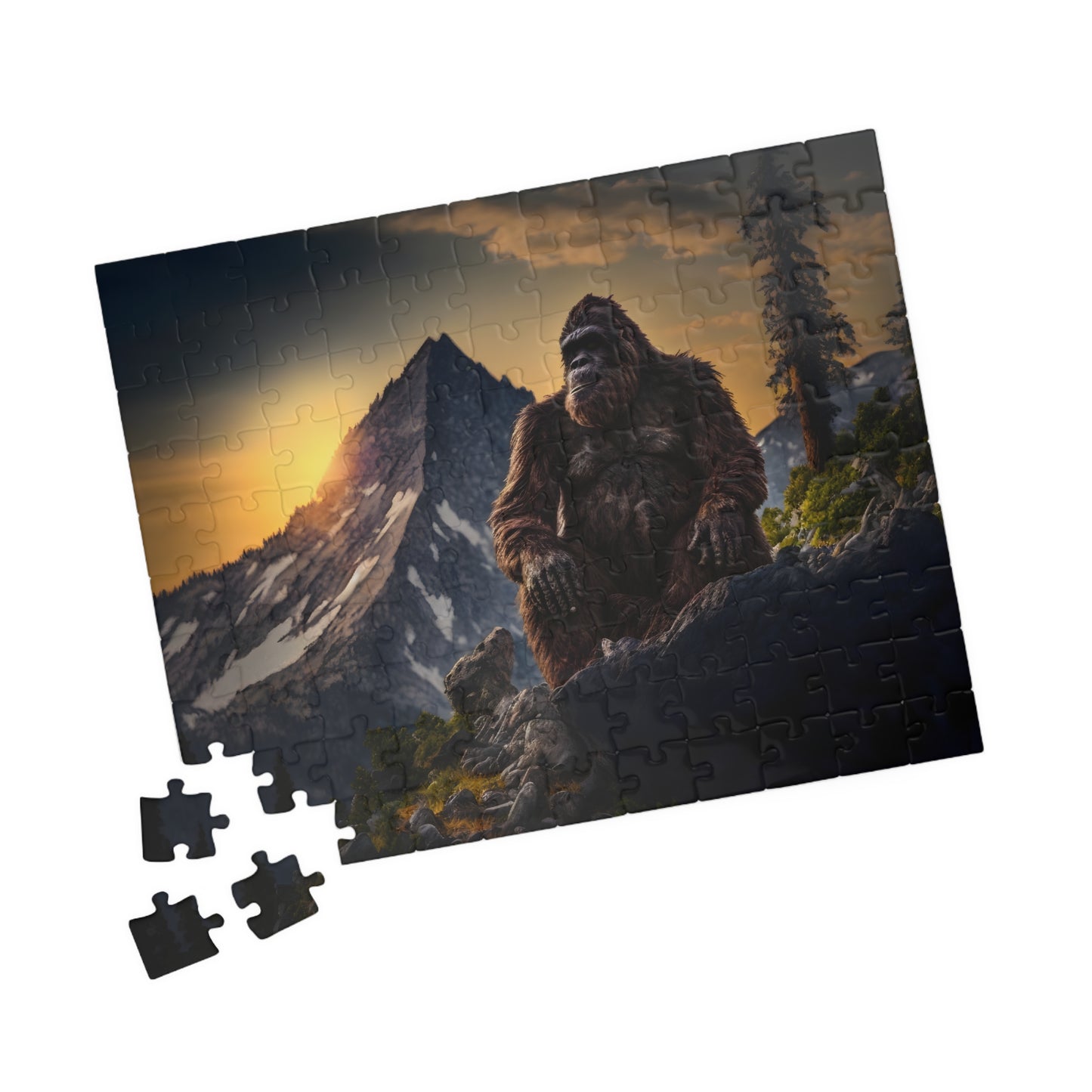 Bigfoot in the Mountains Puzzle, Jigsaw Puzzle, Family Friendly Puzzle, Sasquatch Puzzle, Cryptid Puzzle, Cryptid Lover, Puzzle Gifts