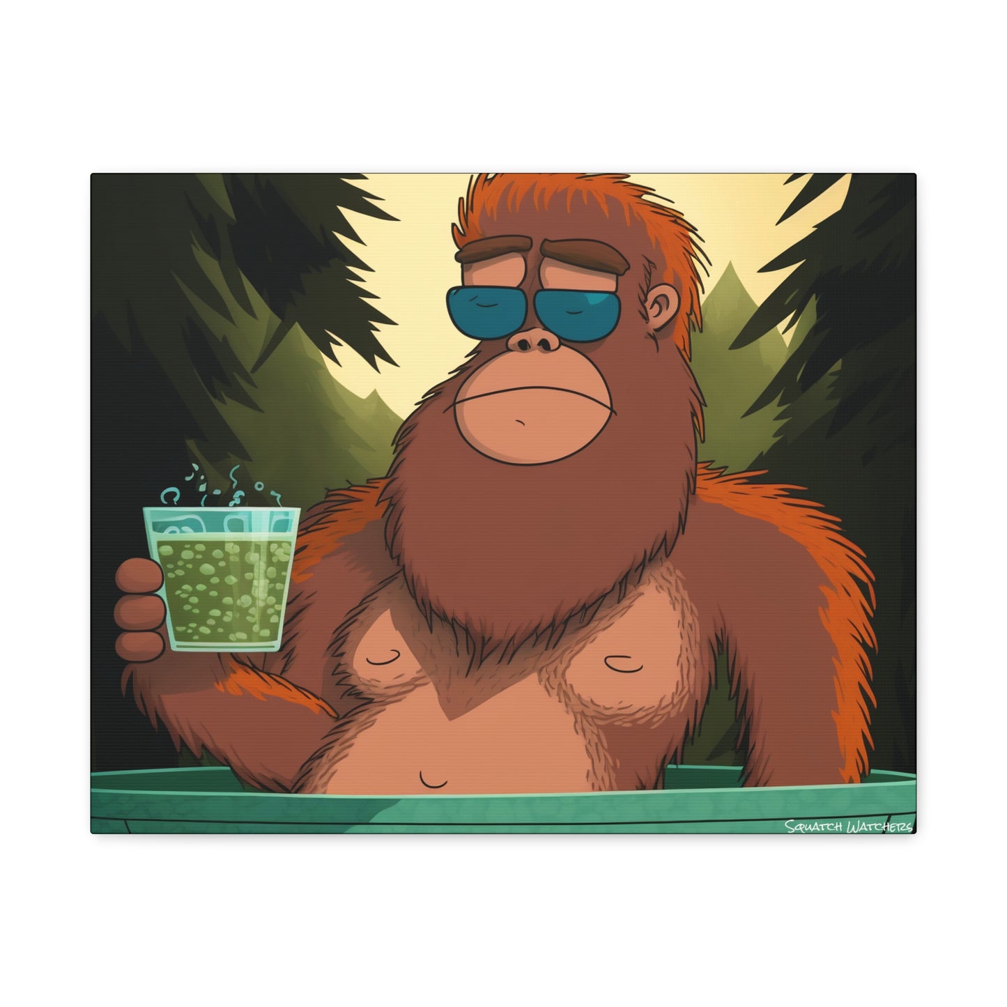 Bigfoot Relaxing in a Hot Tub, Bigfoot Canvas Wall Art, Canvas Photo Print, Bigfoot Photo Print, Bigfoot Gift for Him, Bathroom Art