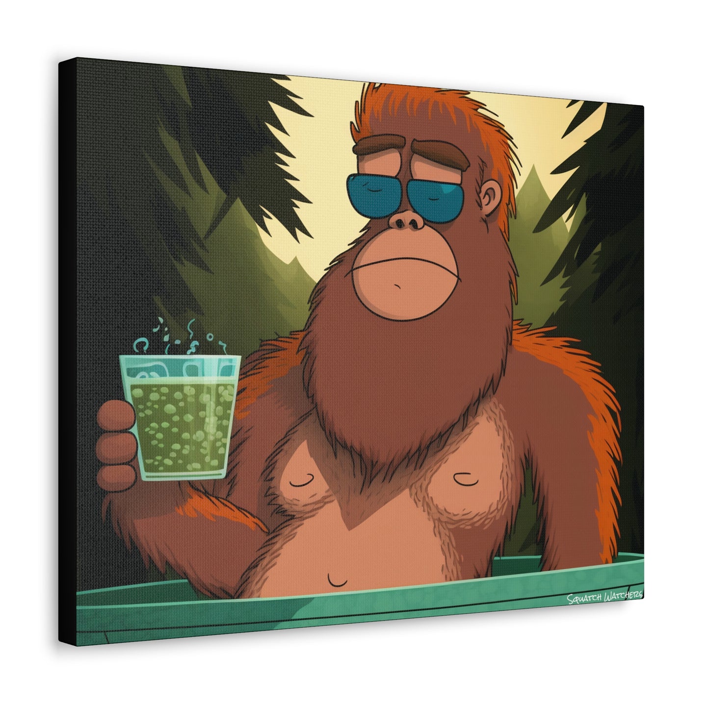 Bigfoot Relaxing in a Hot Tub, Bigfoot Canvas Wall Art, Canvas Photo Print, Bigfoot Photo Print, Bigfoot Gift for Him, Bathroom Art