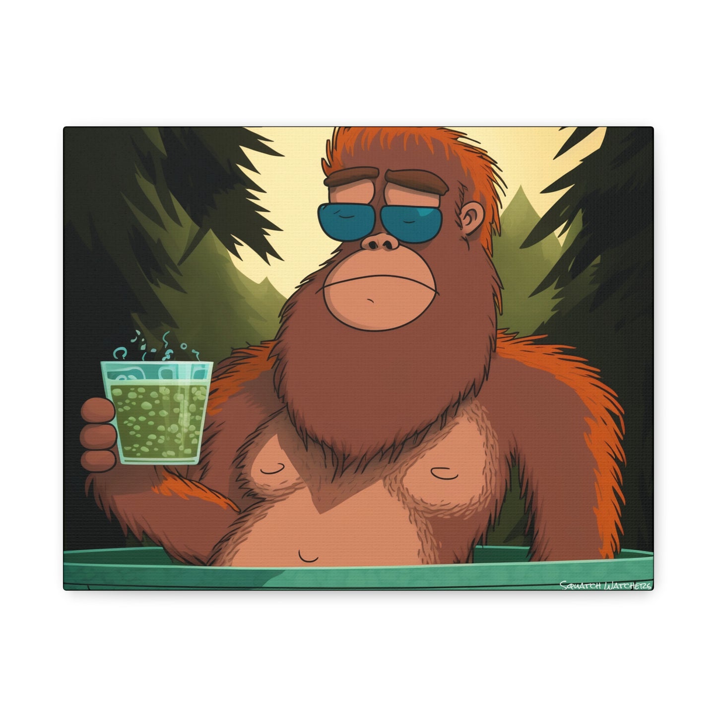 Bigfoot Relaxing in a Hot Tub, Bigfoot Canvas Wall Art, Canvas Photo Print, Bigfoot Photo Print, Bigfoot Gift for Him, Bathroom Art