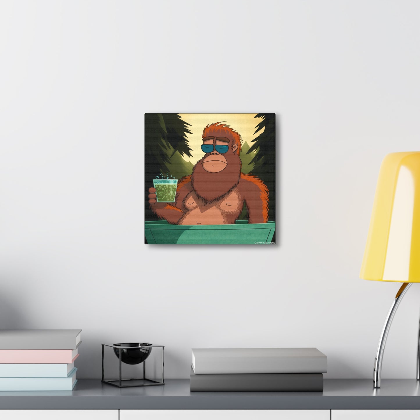 Bigfoot Relaxing in a Hot Tub, Bigfoot Canvas Wall Art, Canvas Photo Print, Bigfoot Photo Print, Bigfoot Gift for Him, Bathroom Art